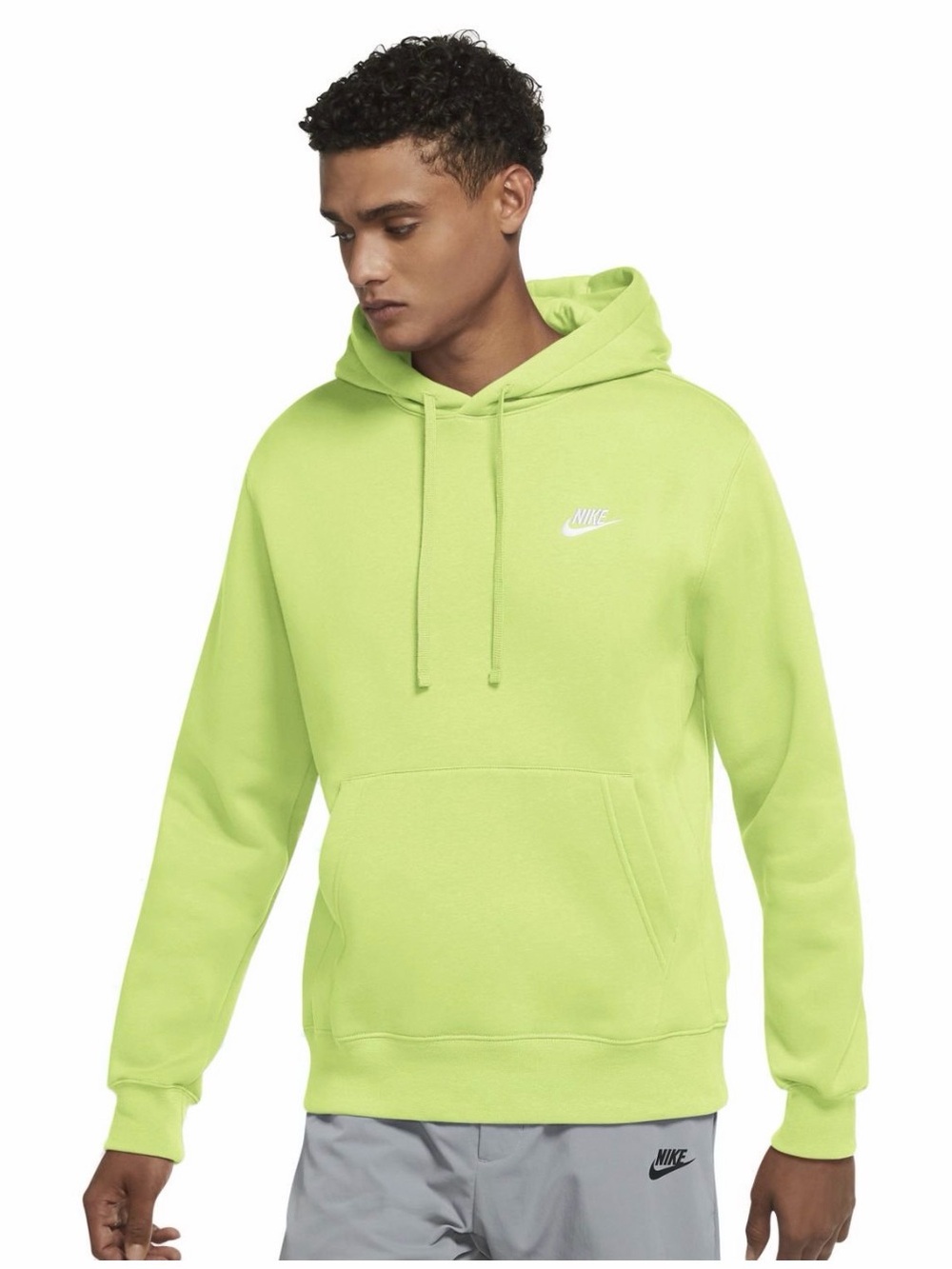 Nike Men's Neon Green Pullover Hoodie